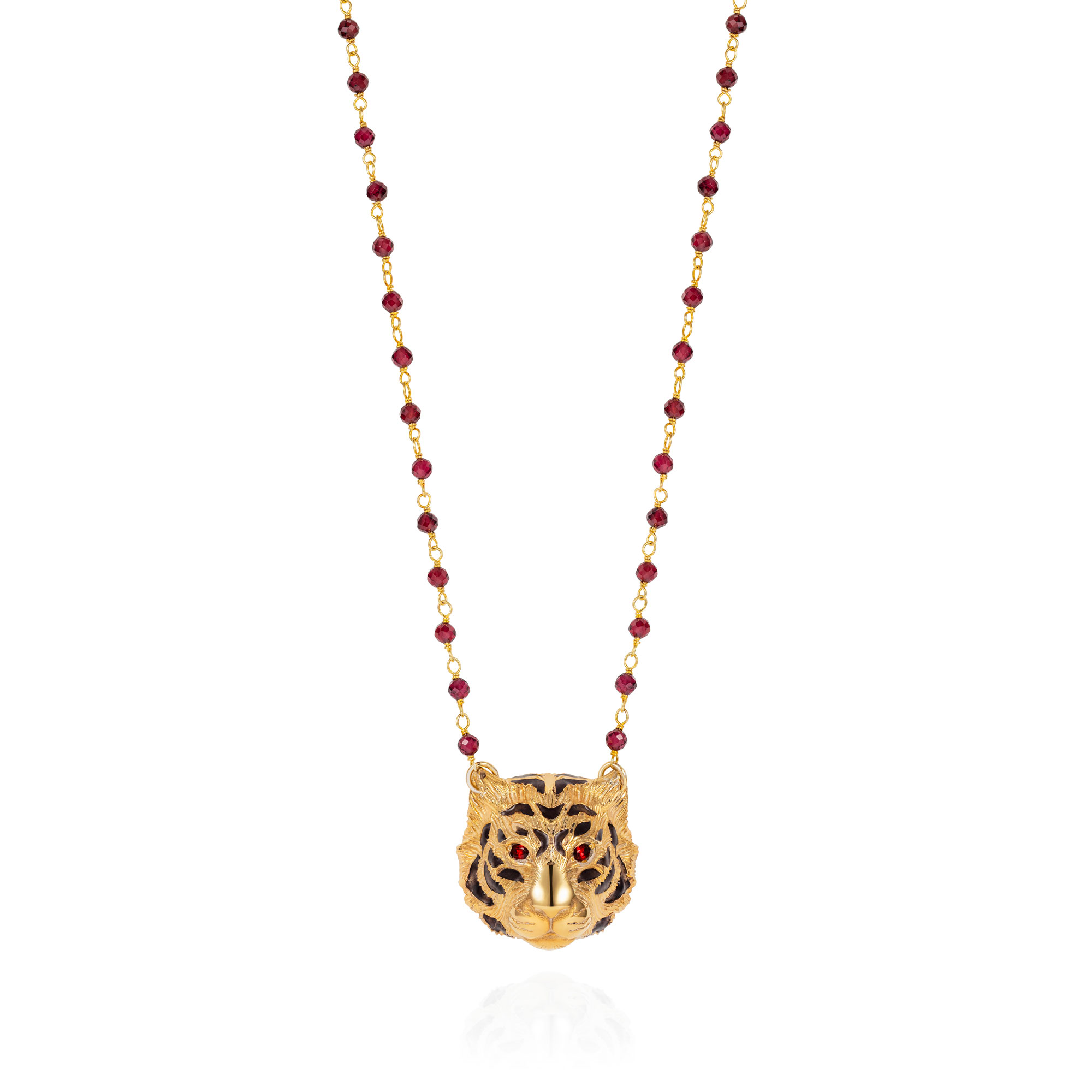 tiger head precious necklace
