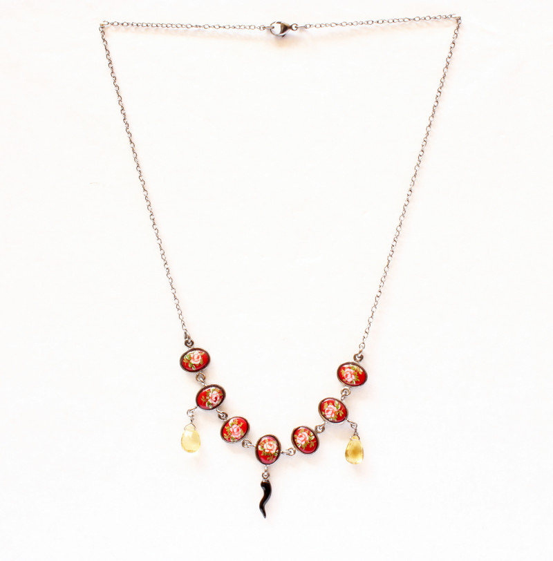 necklace with red stones