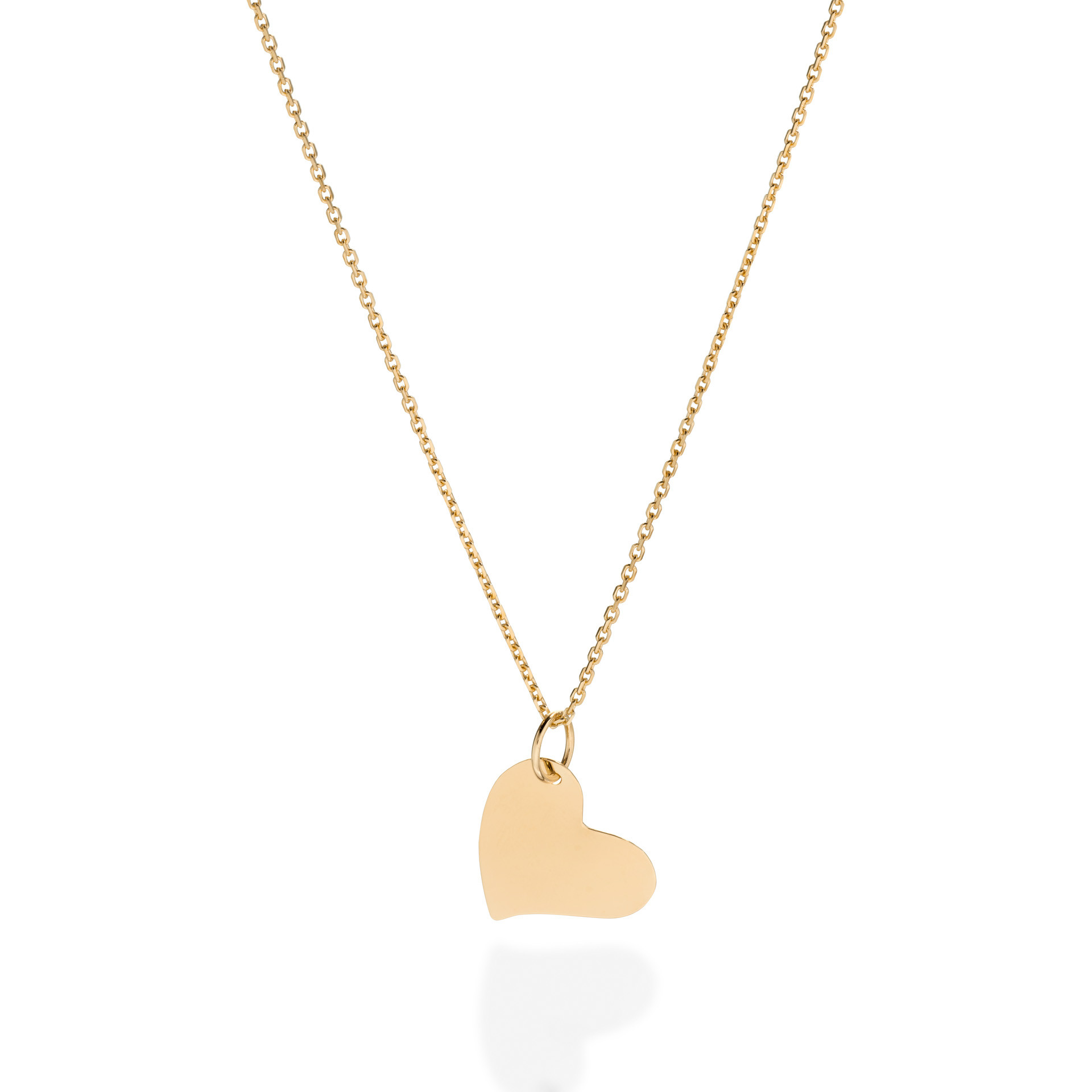golden neclace with heart-shaped pendant