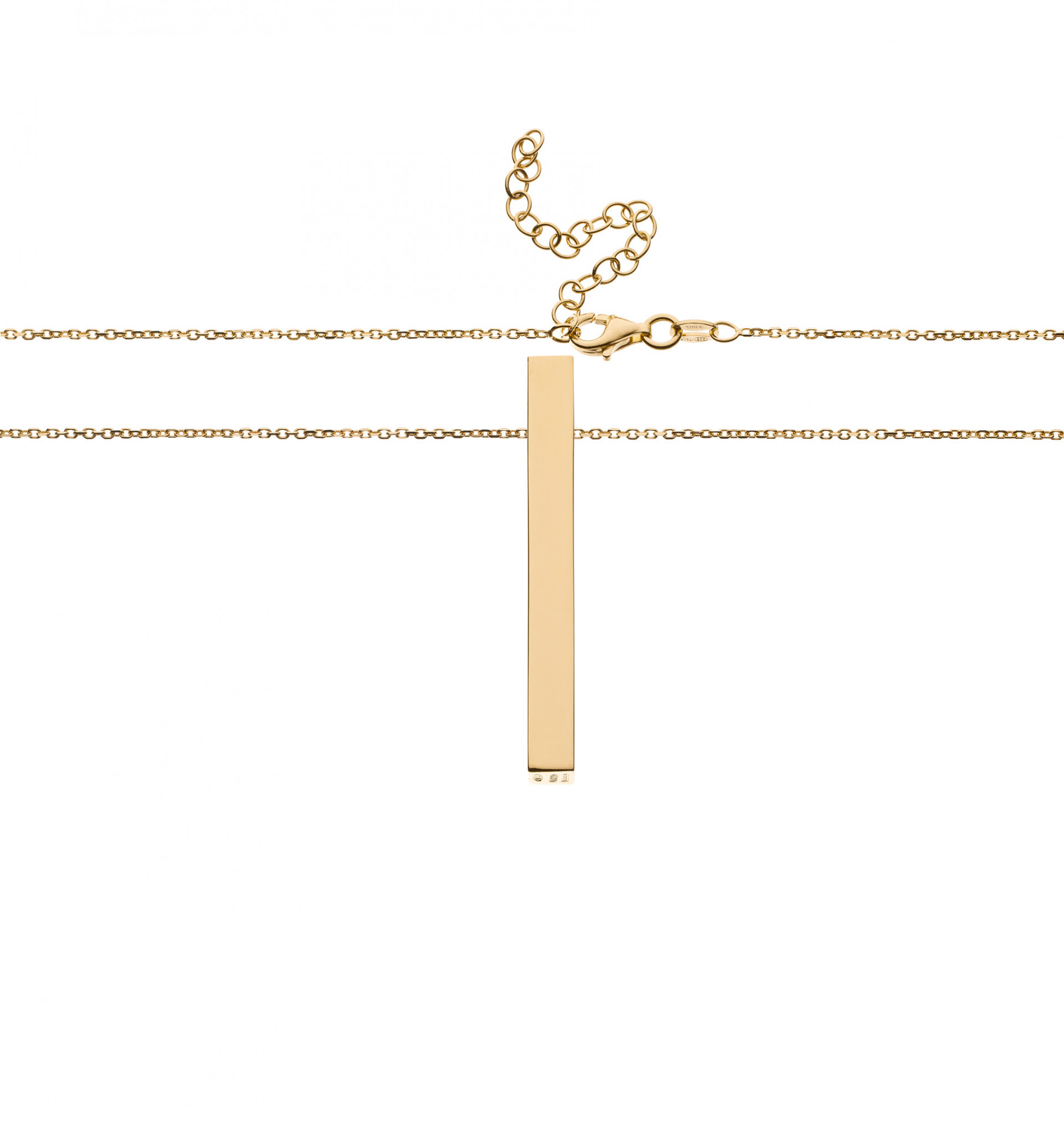golden necklace with rectangular pendant