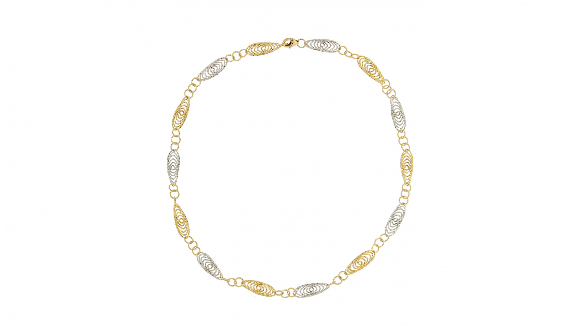 golden and silver necklace