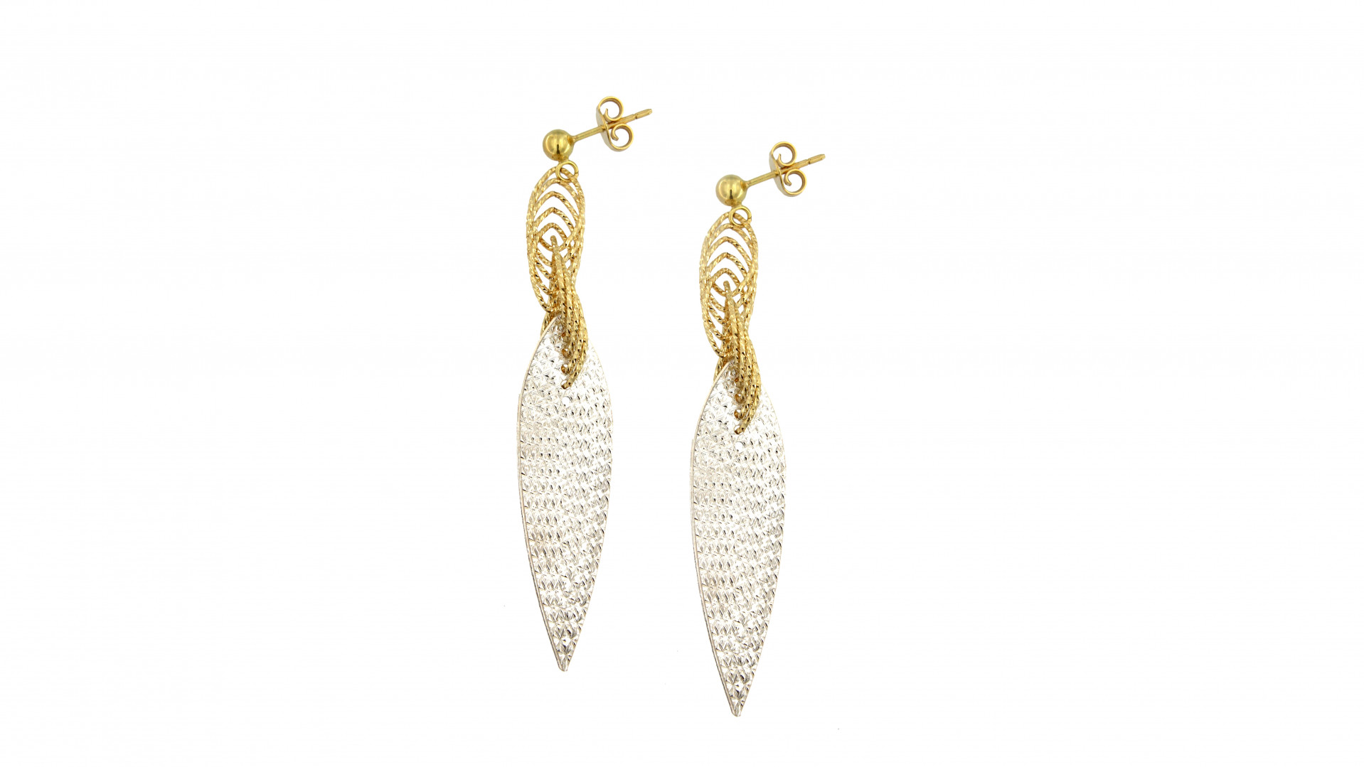 golden and white earrings