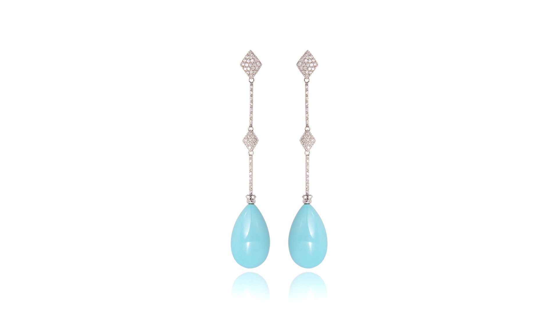 blue earrings with precious stones