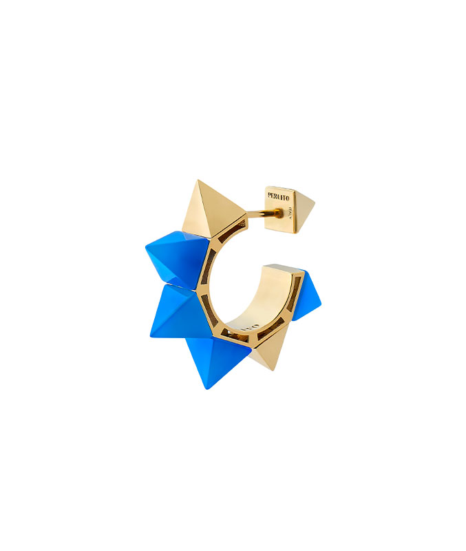 blue and gold stud earring