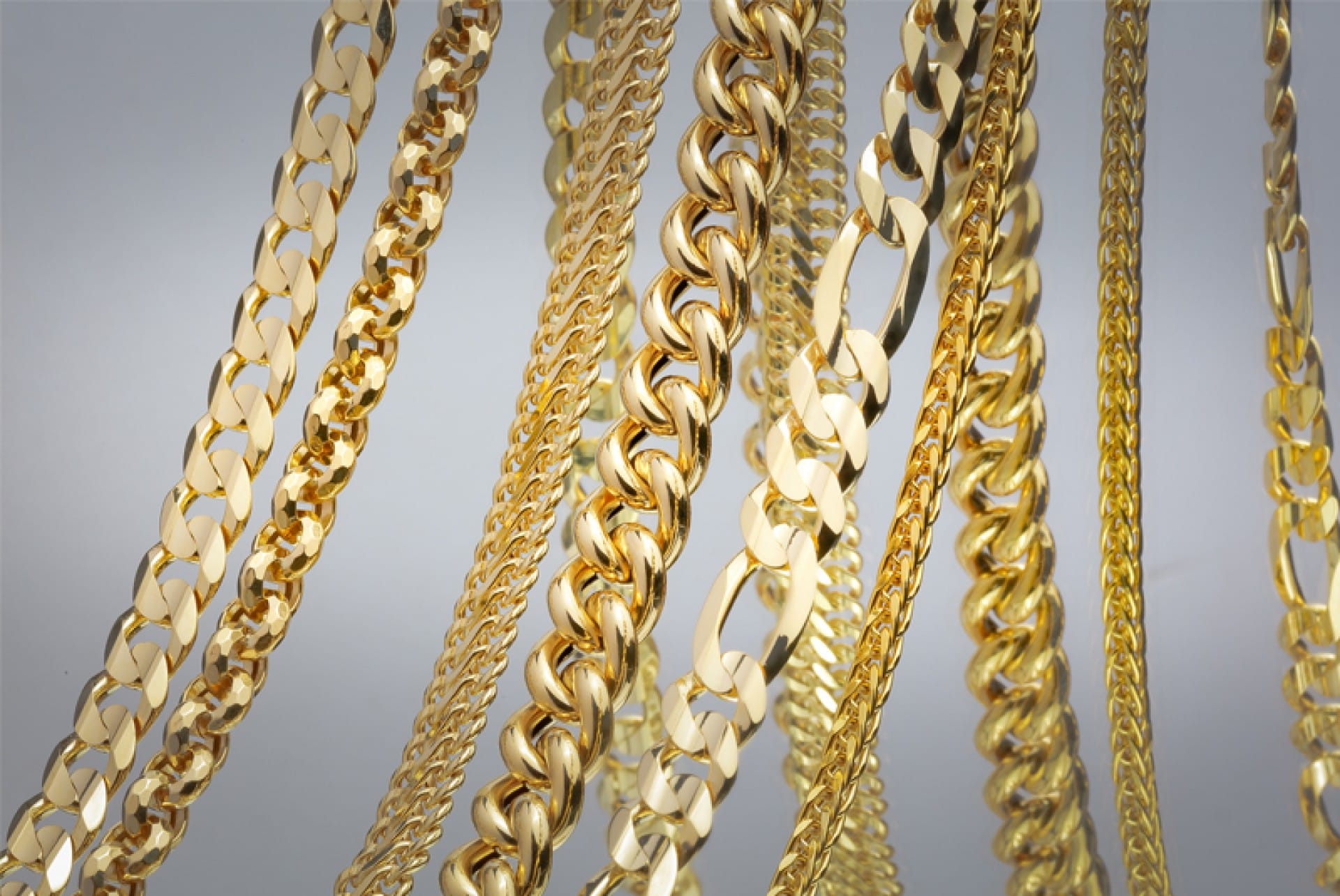 gold chains closeup