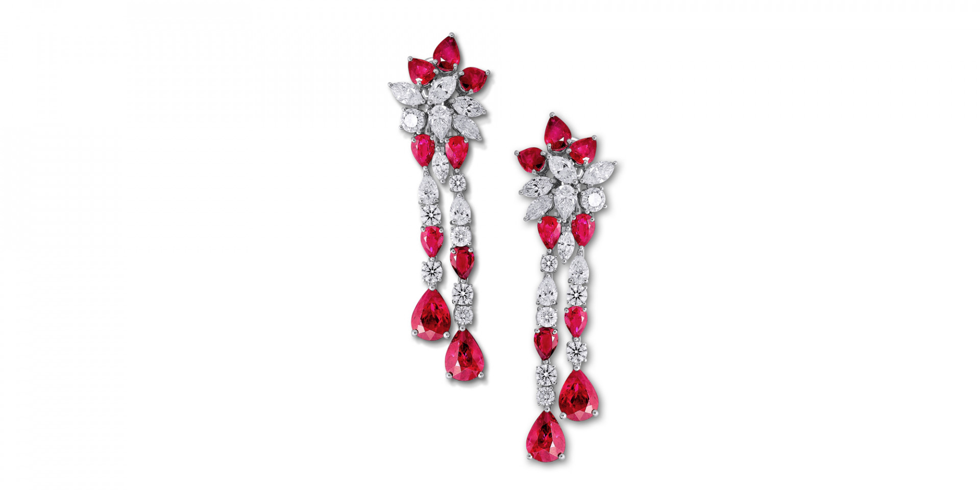 precious earrings with red stones