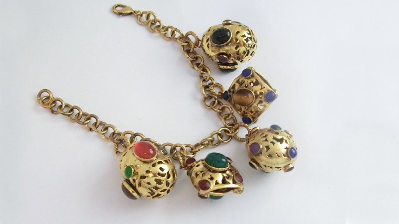 gold bracelet with stones