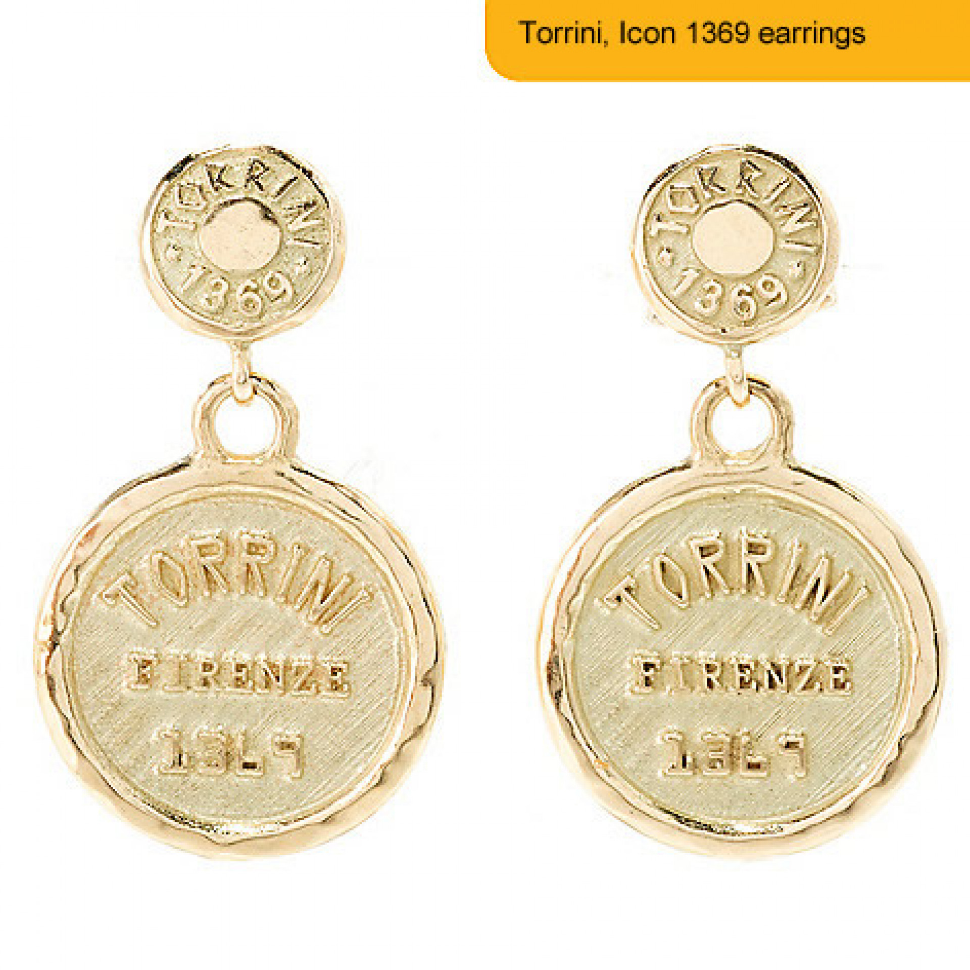 gold earrings with brand name