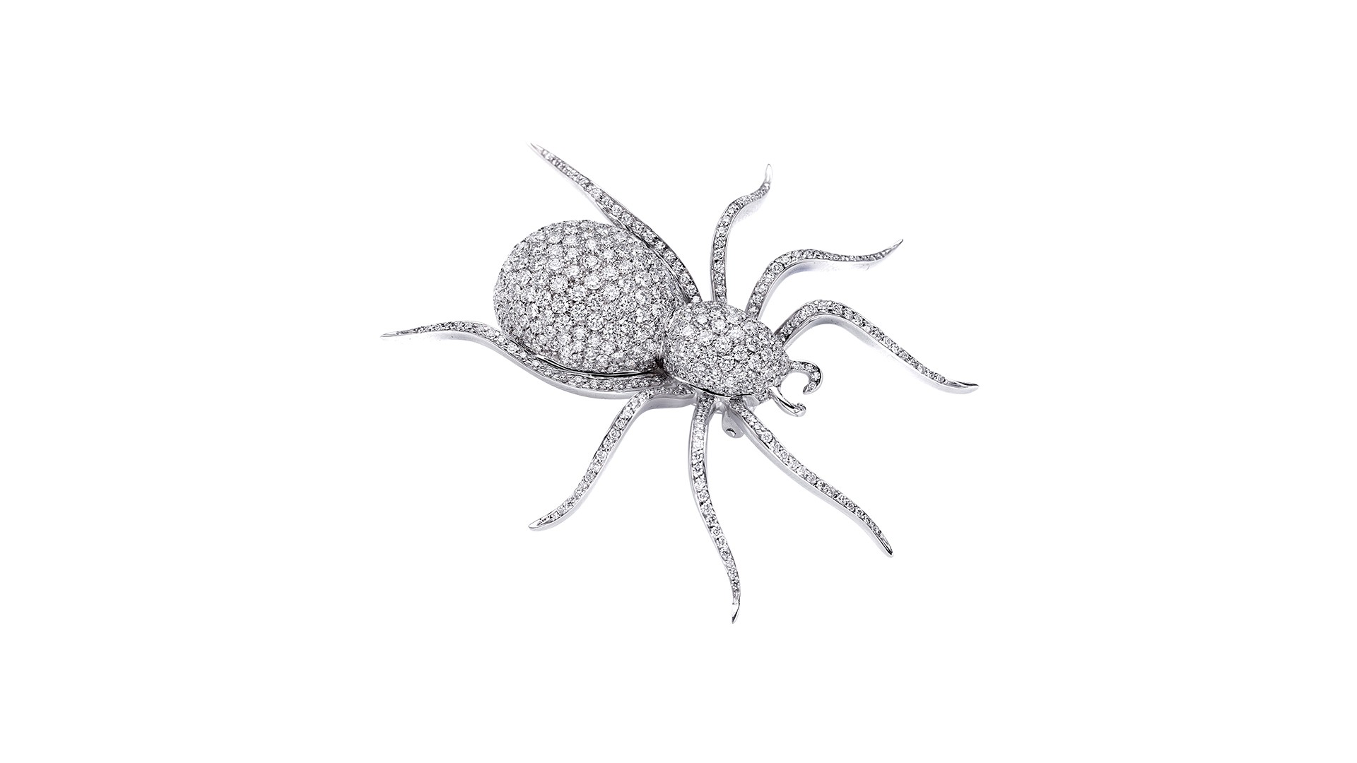 silver spider jewel with precious stones