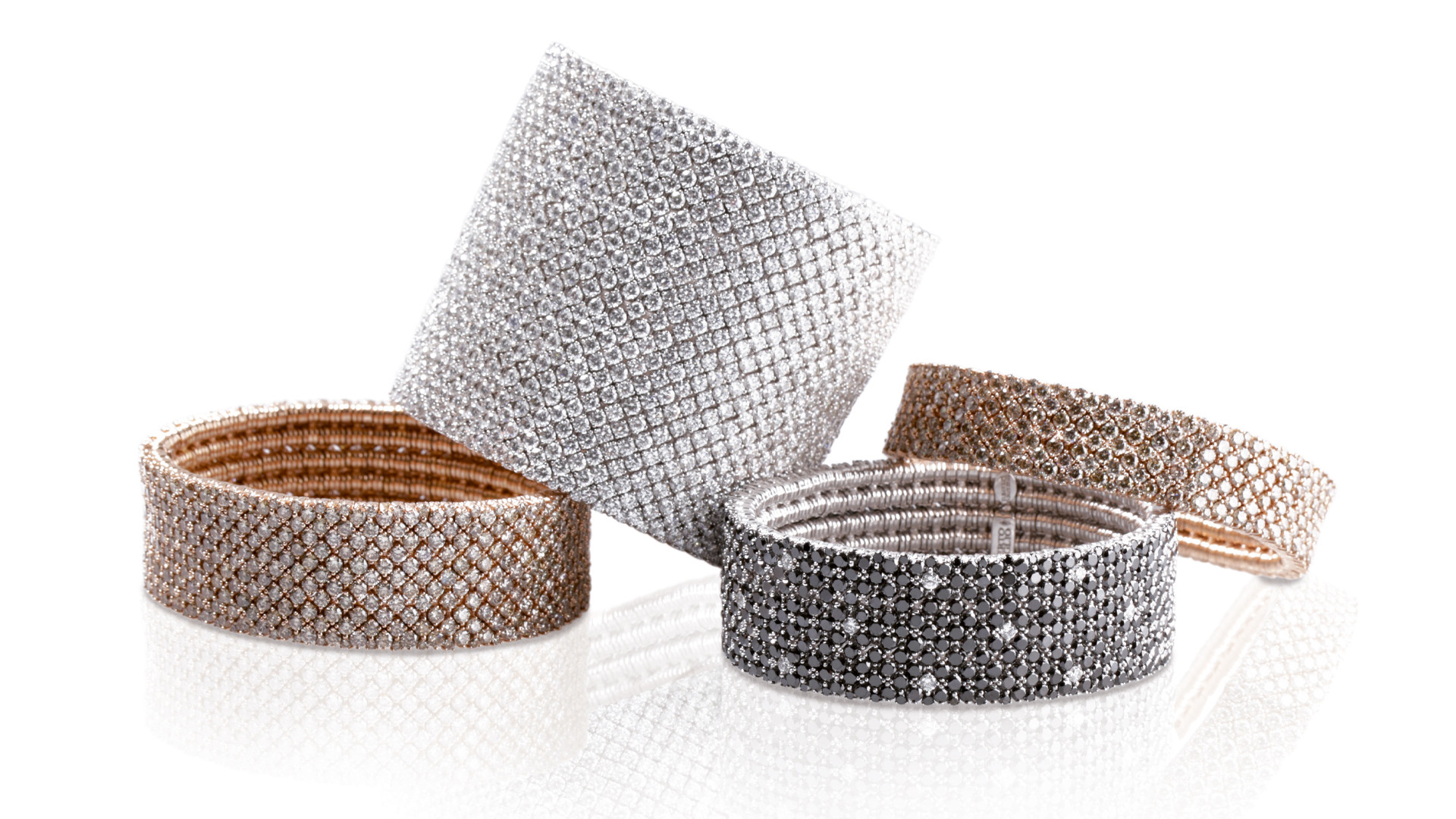 set of bracelets with precious stones