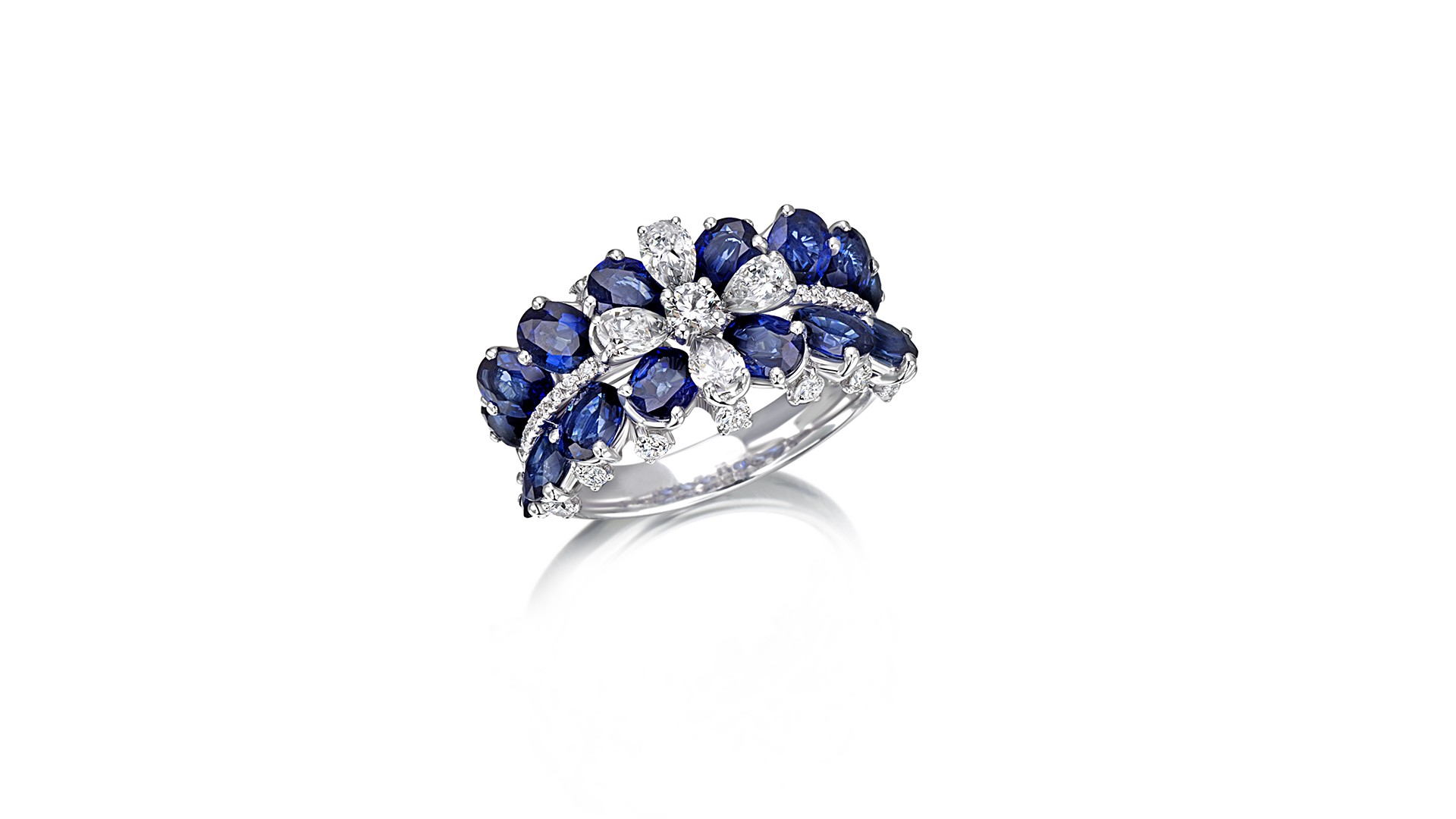 precious silver ring with blue stones