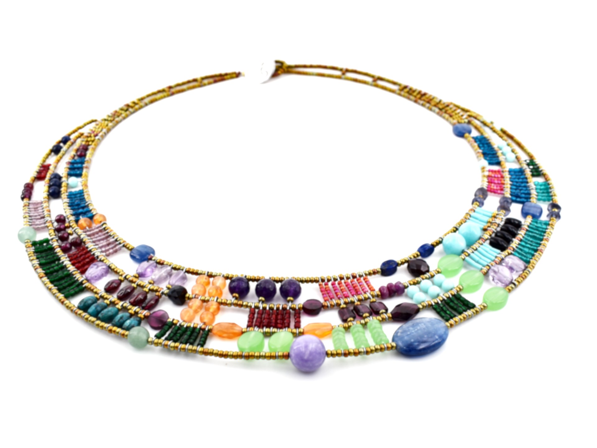 necklace with multicored stones