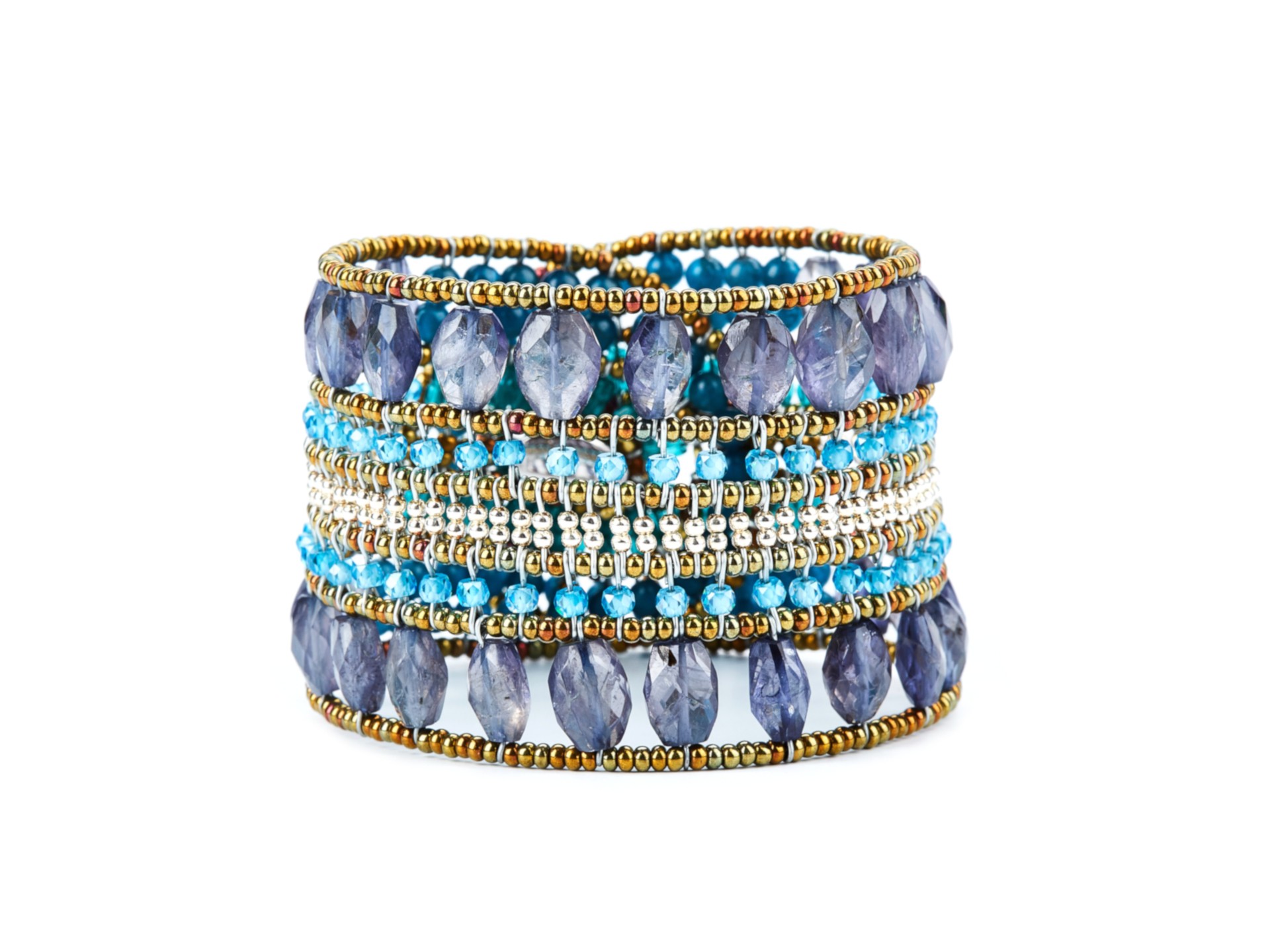bracelet with blue and purple stones